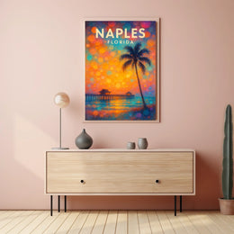 Naples Florida Sunset Poster Coastal Wall Art 18x24