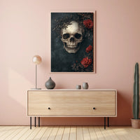 Skull and Roses Gothic Art Print Abstract Poster
