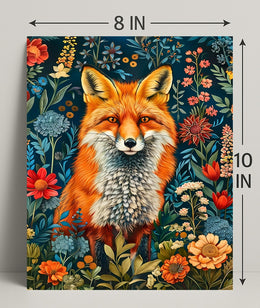 Majestic Fox Amongst Flowers: Enchanting Animal Poster