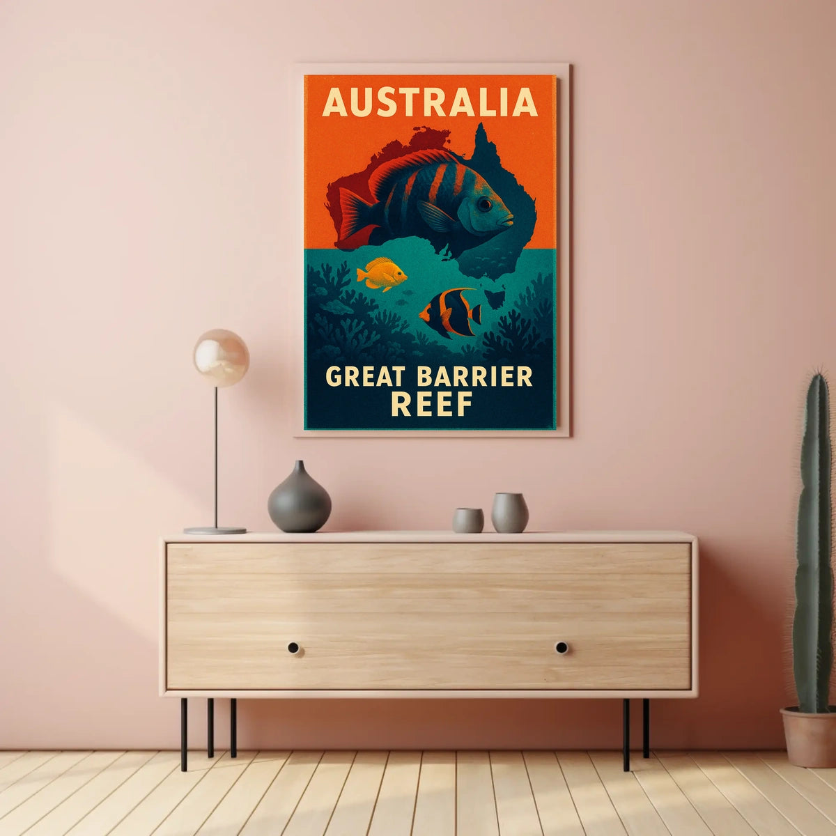 Great Barrier Reef Vintage Travel Adventure Poster