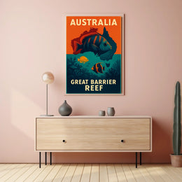Great Barrier Reef Vintage Travel Adventure Poster