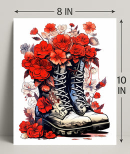 Floral Boots A Fusion Of Nature And Poster