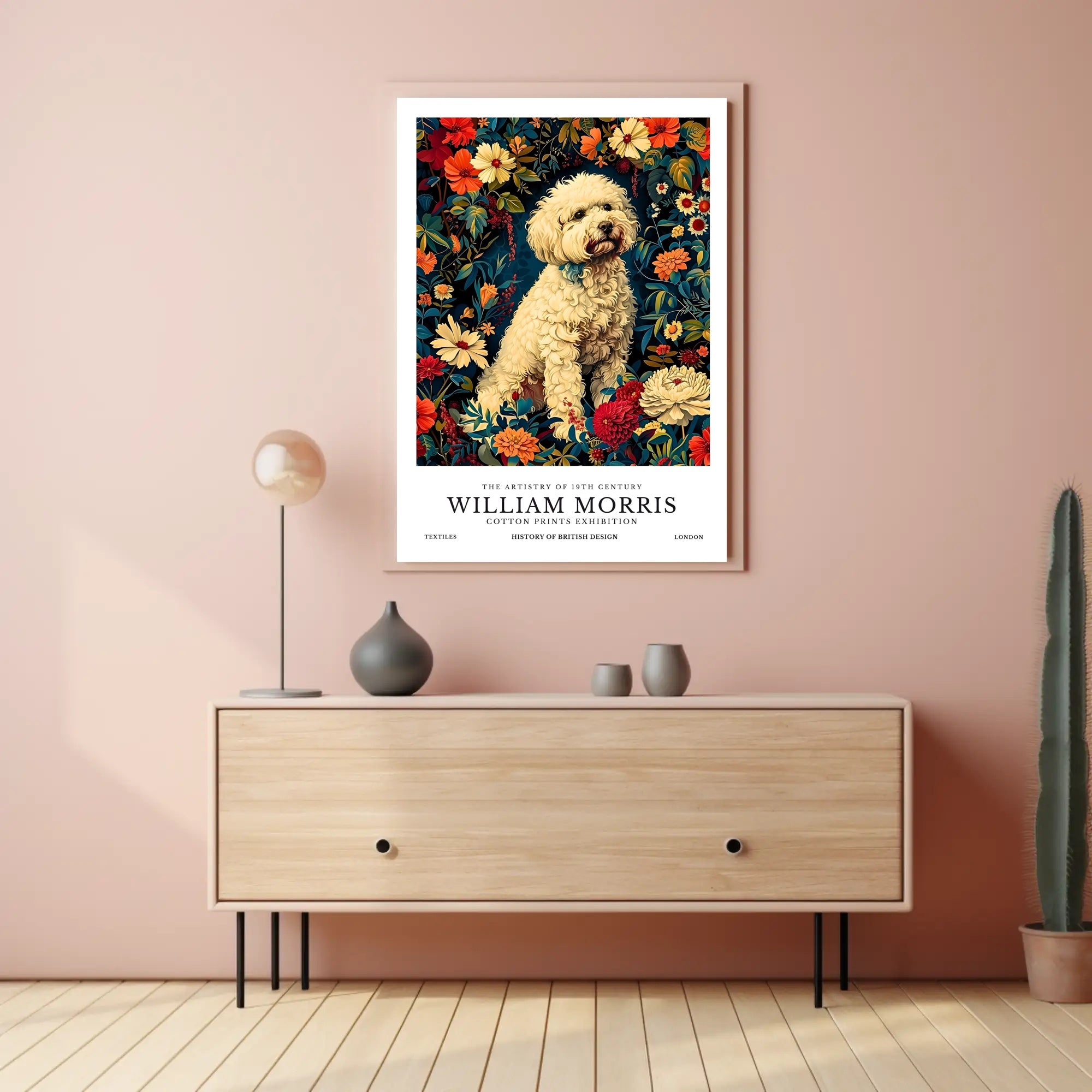 William Morris Inspired Floral Dog Artistic Poster