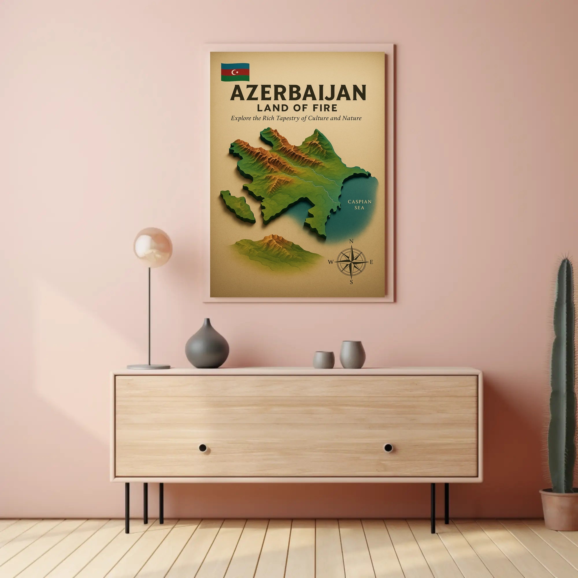 Azerbaijan Land of Fire Geographic Travel Poster