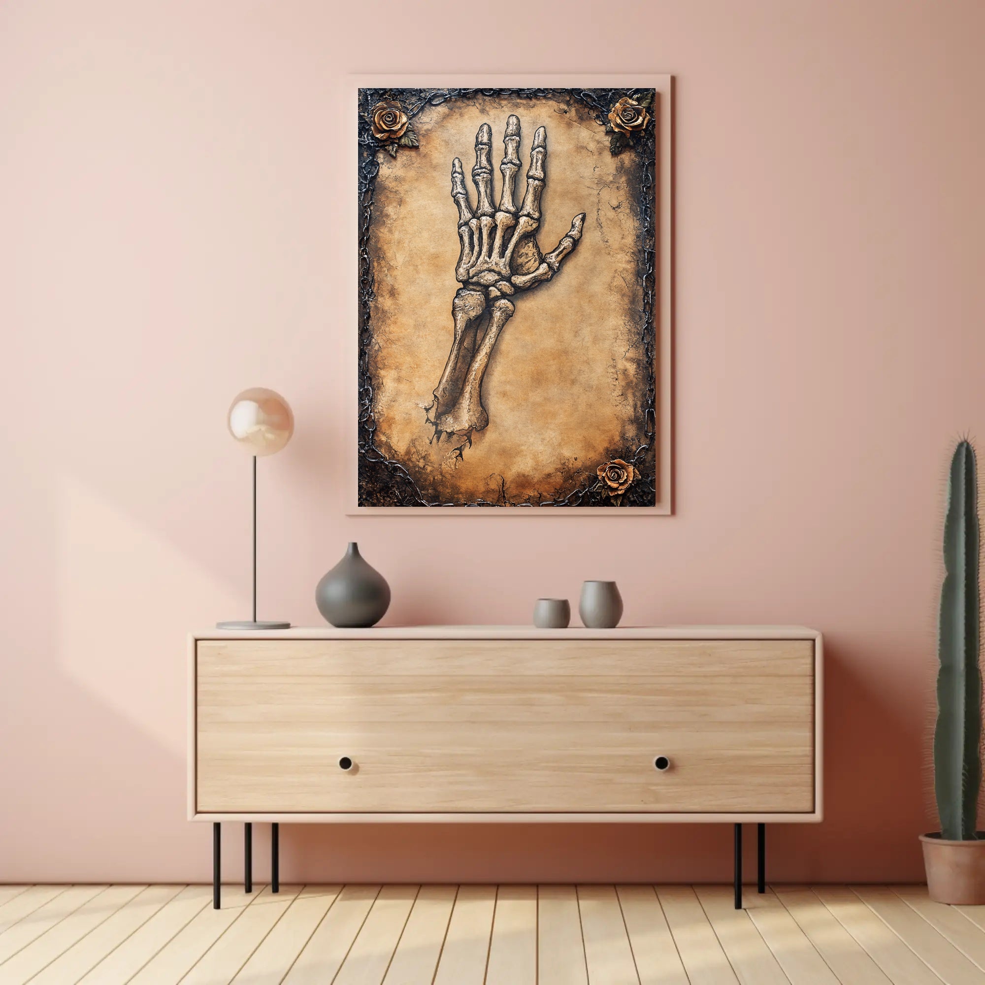 Skeleton Hand And Roses Poster