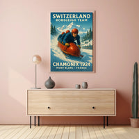 Switzerland Bobsleigh Team Chamonix 1924 Poster