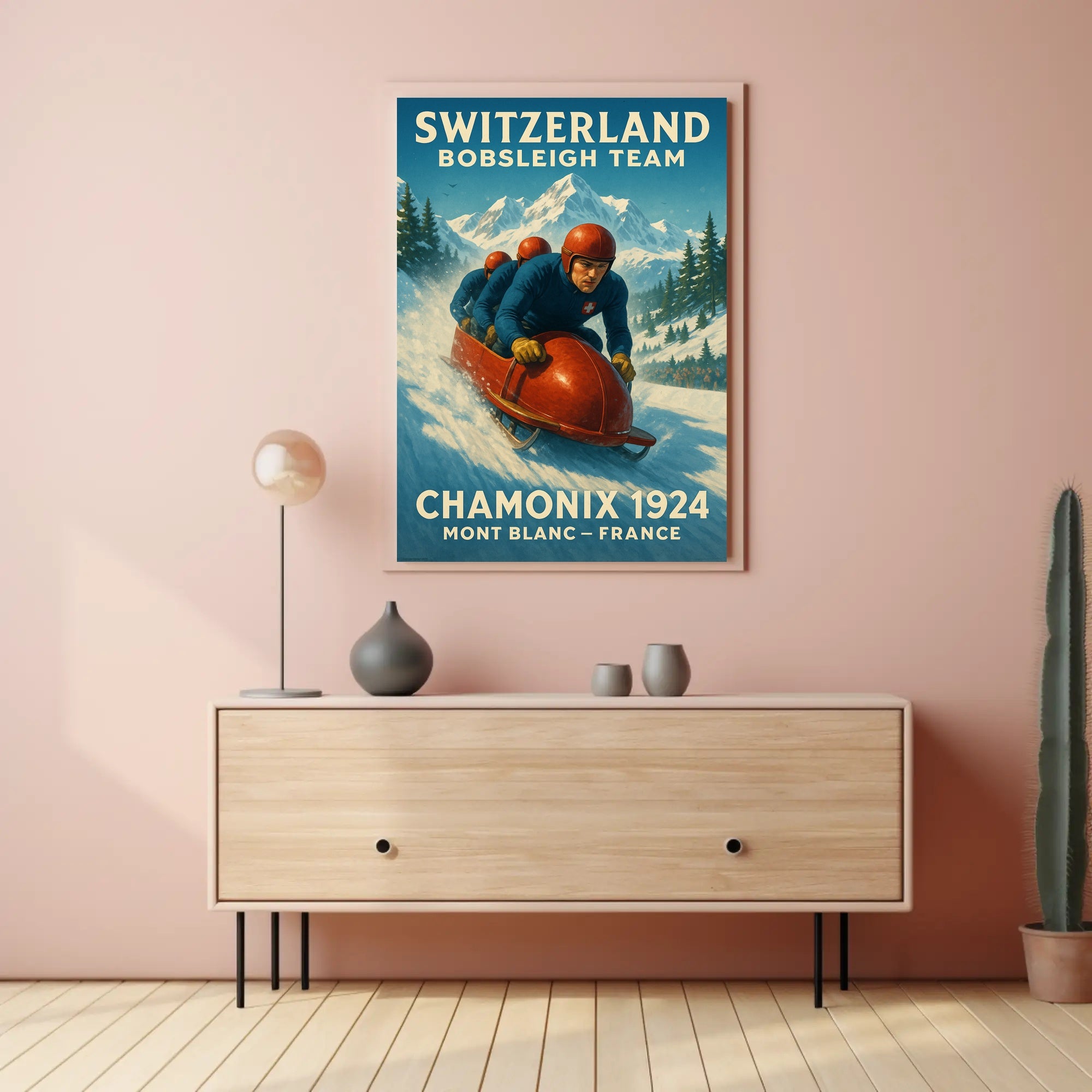 Switzerland Bobsleigh Team Chamonix 1924 Poster