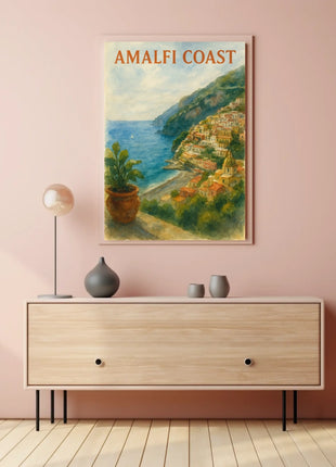 Amalfi Coast Poster Wall Art 18x24 Inches Seaside Decor