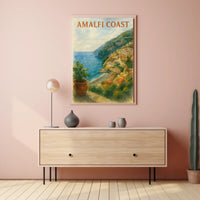 Amalfi Coast Poster Wall Art 18x24 Inches Seaside Decor