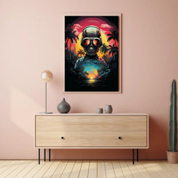 Futuristic Explorer At Sunset Poster