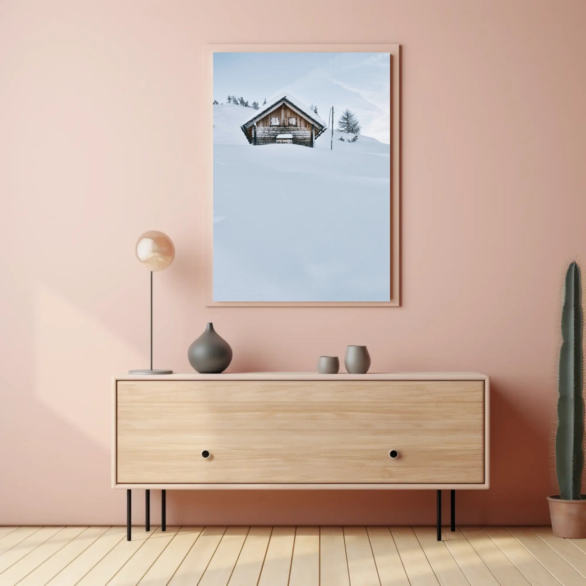 Rustic Cabin in Snowy Mountains National Park Poster
