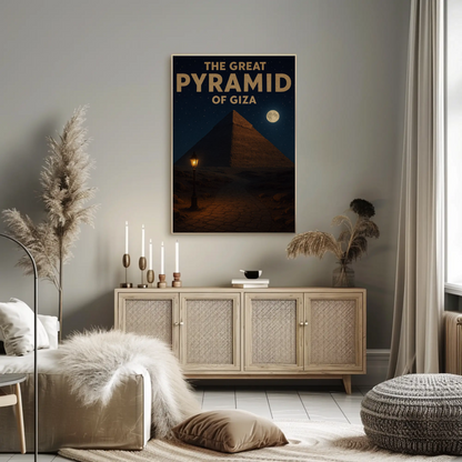 Great Pyramid of Giza Moonlight Travel Poster