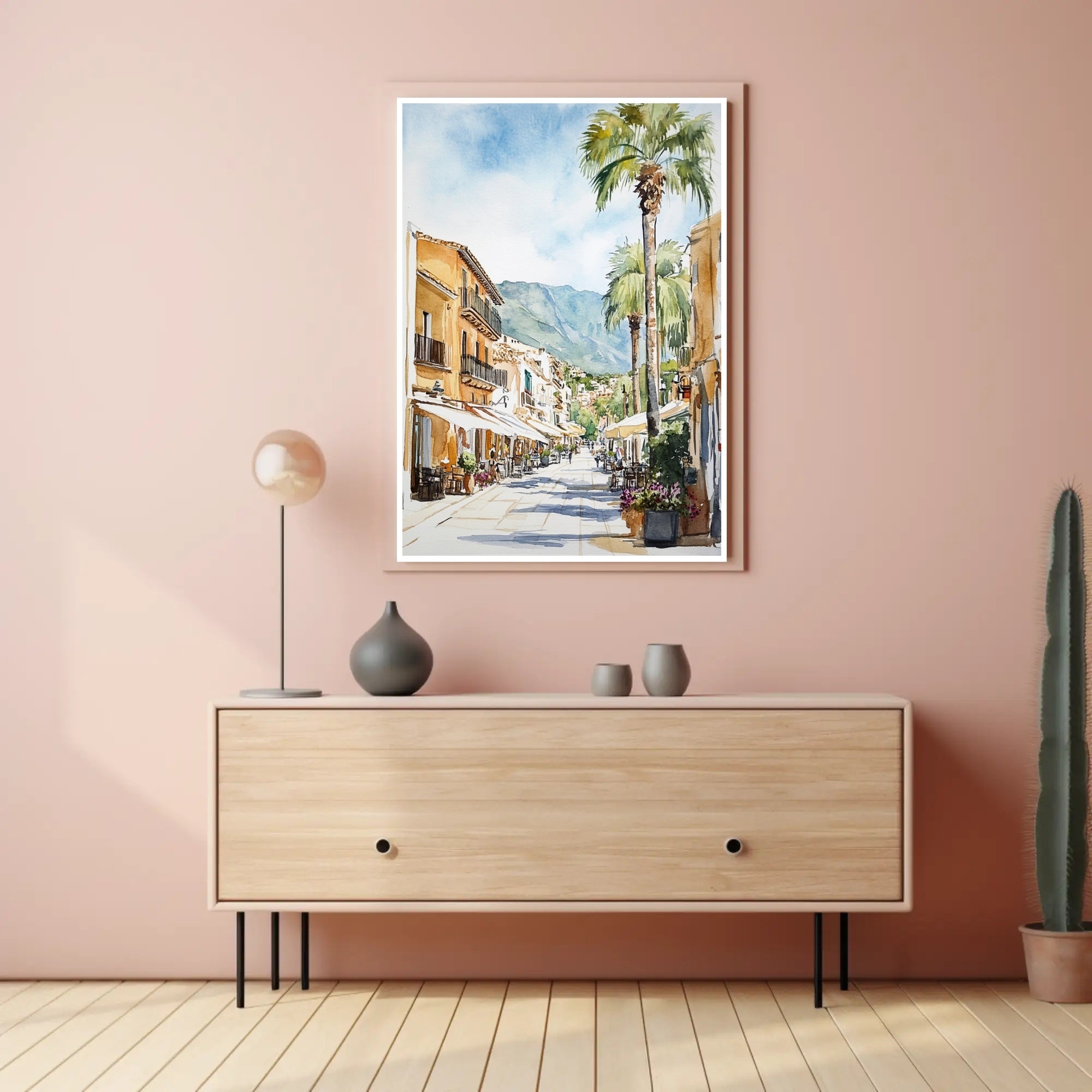 Charming Mediterranean Street Poster PosterGoat