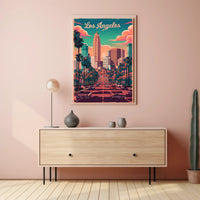 Los Angeles Retro Skyline Poster