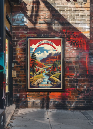West Virginia Canyon River Mountainscape Vintage Travel Poster