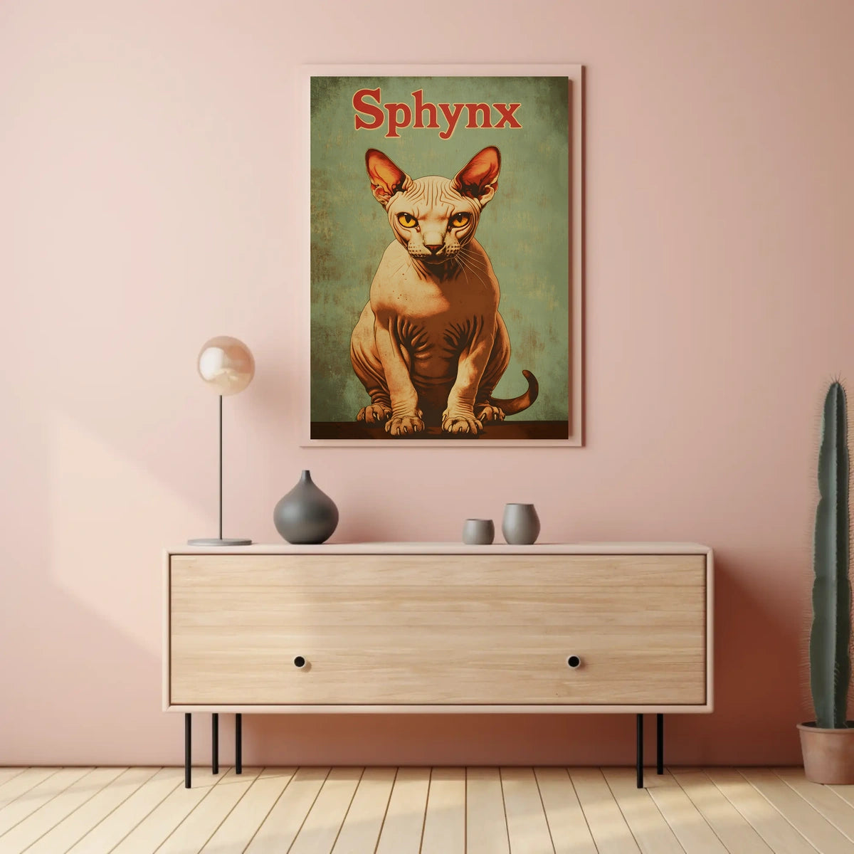 Sphynx Cat Minimalist Art Print For Modern Home Poster