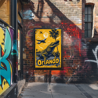 Orlando Vintage Poster - Gator and Airplanes