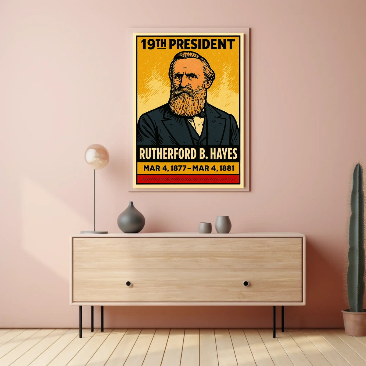 Rutherford B. Hayes 19th President of the United States Inked Comic Style Poster