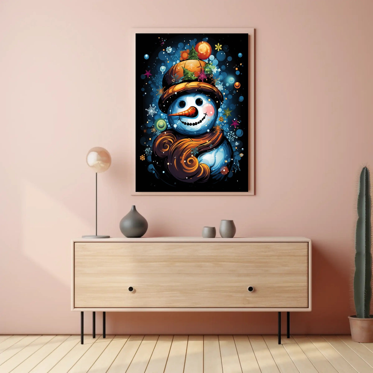 Colorful Snowman Art Print: Abstract, Artistic, or Pop Culture Poster
