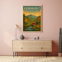 Vermont Autumn Tranquility Vintage Travel Poster