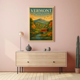 Vermont Autumn Tranquility Vintage Travel Poster