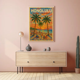 Honolulu Island Christmas Poster