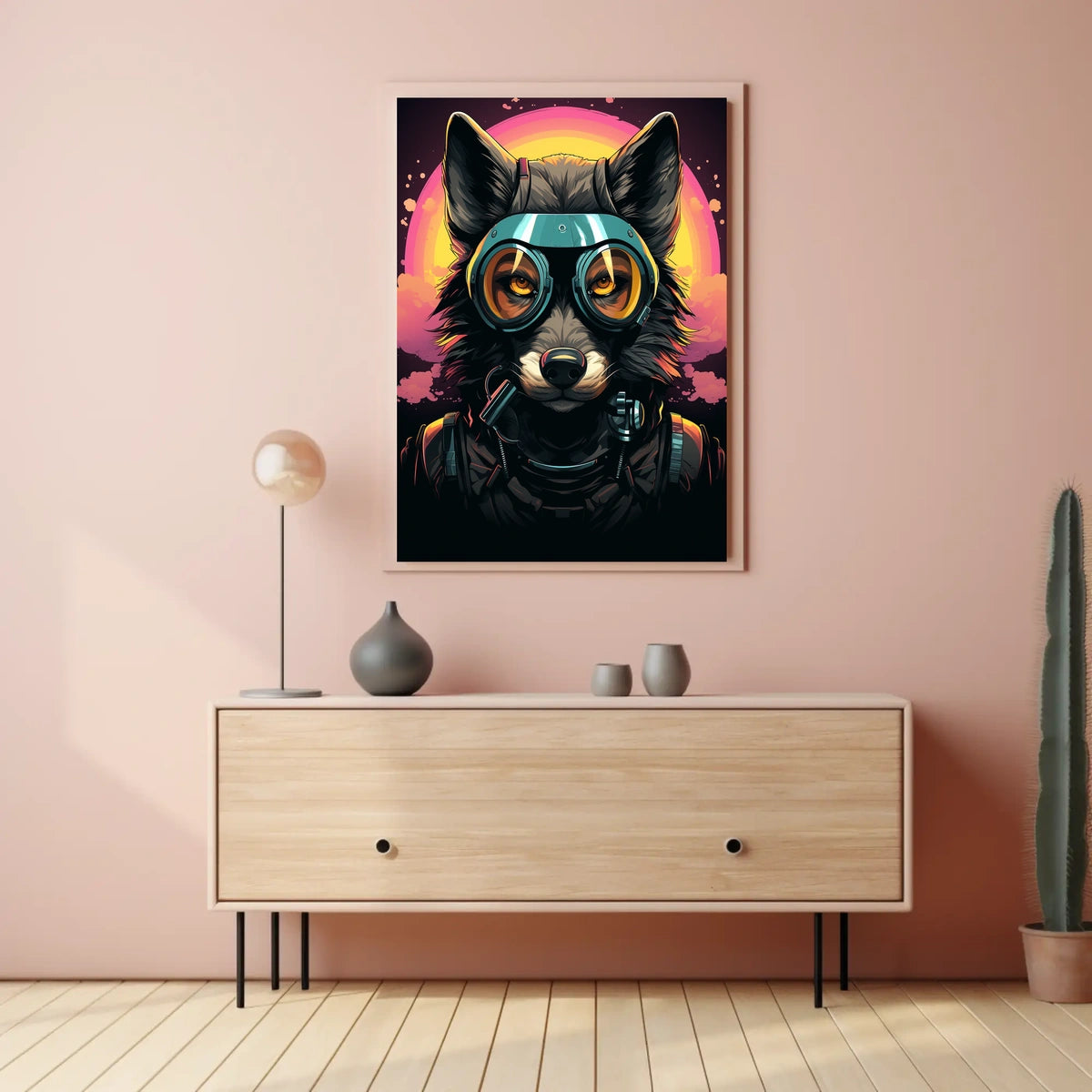 Futuristic Wolf Pilot Adventure Art Futuristic Sci-Fi Poster