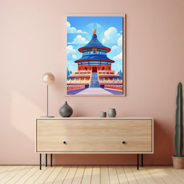 Temple of Heaven Vibrant Illustration Art Poster