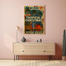 Miami Tropical Christmas Poster