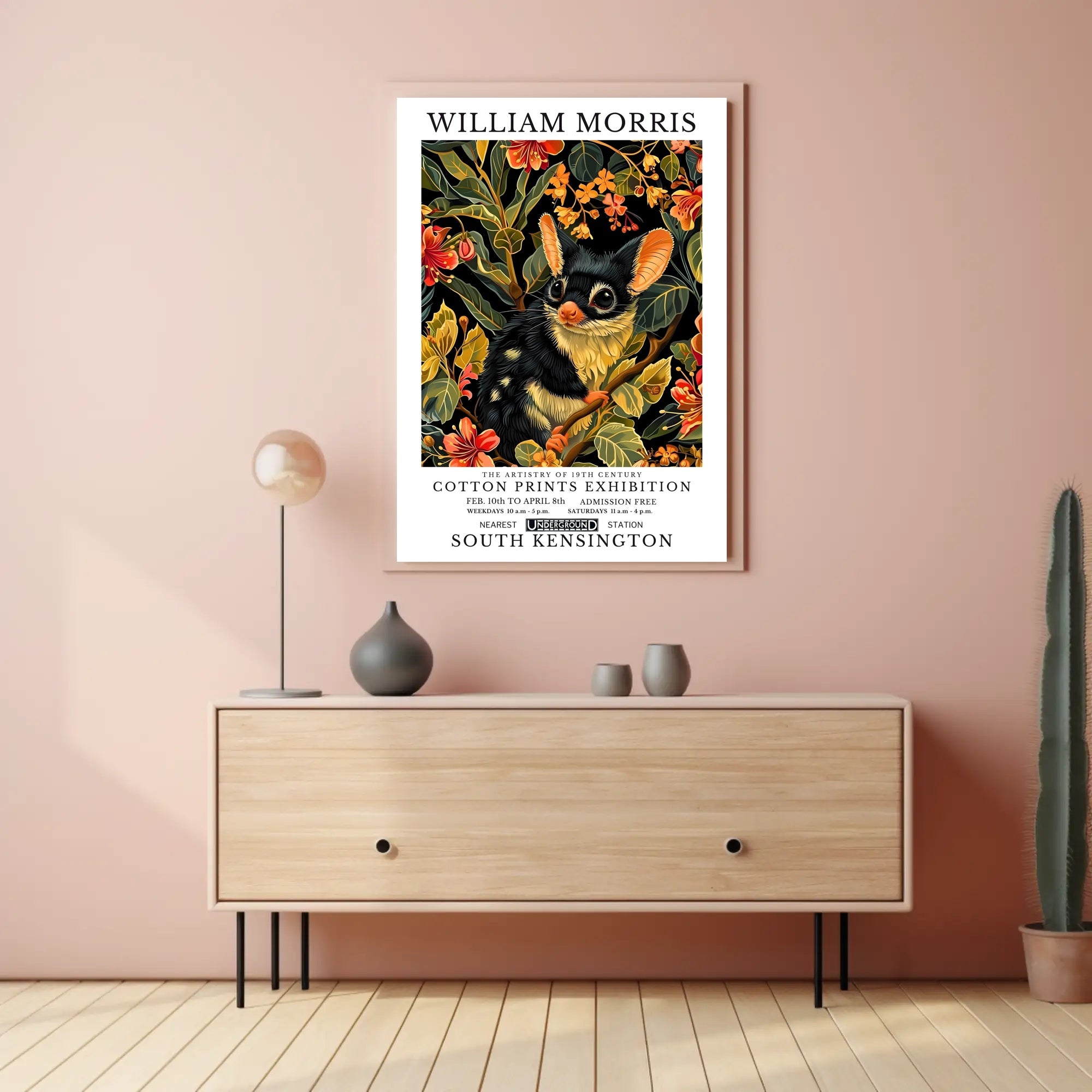 Vibrant Possum in Floral Wonderland Artistic Poster