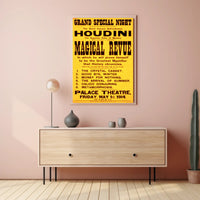 Houdini Magic Show Vintage 1914 Cultural or Heritage Poster