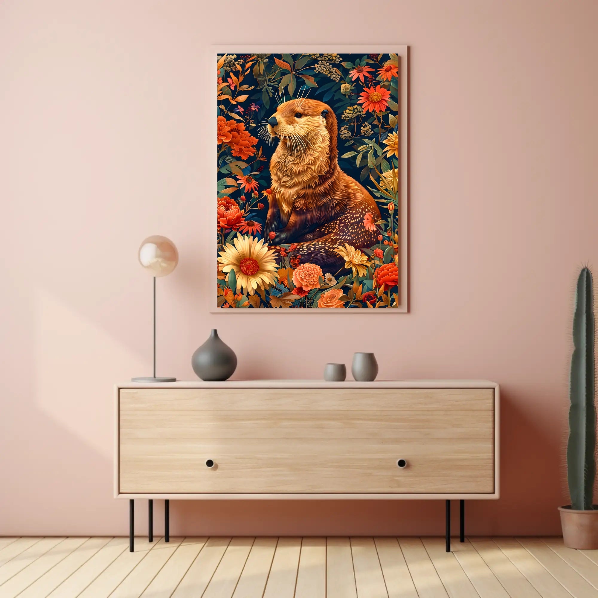 Enchanted Otter In A Floral Wonderland William Morris Art Poster