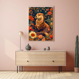 Enchanted Otter In A Floral Wonderland William Morris Art Poster