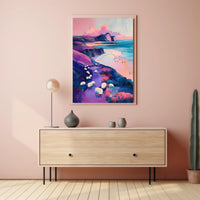 Pastel Coastline Poster Minimalist Coastal Wall Art