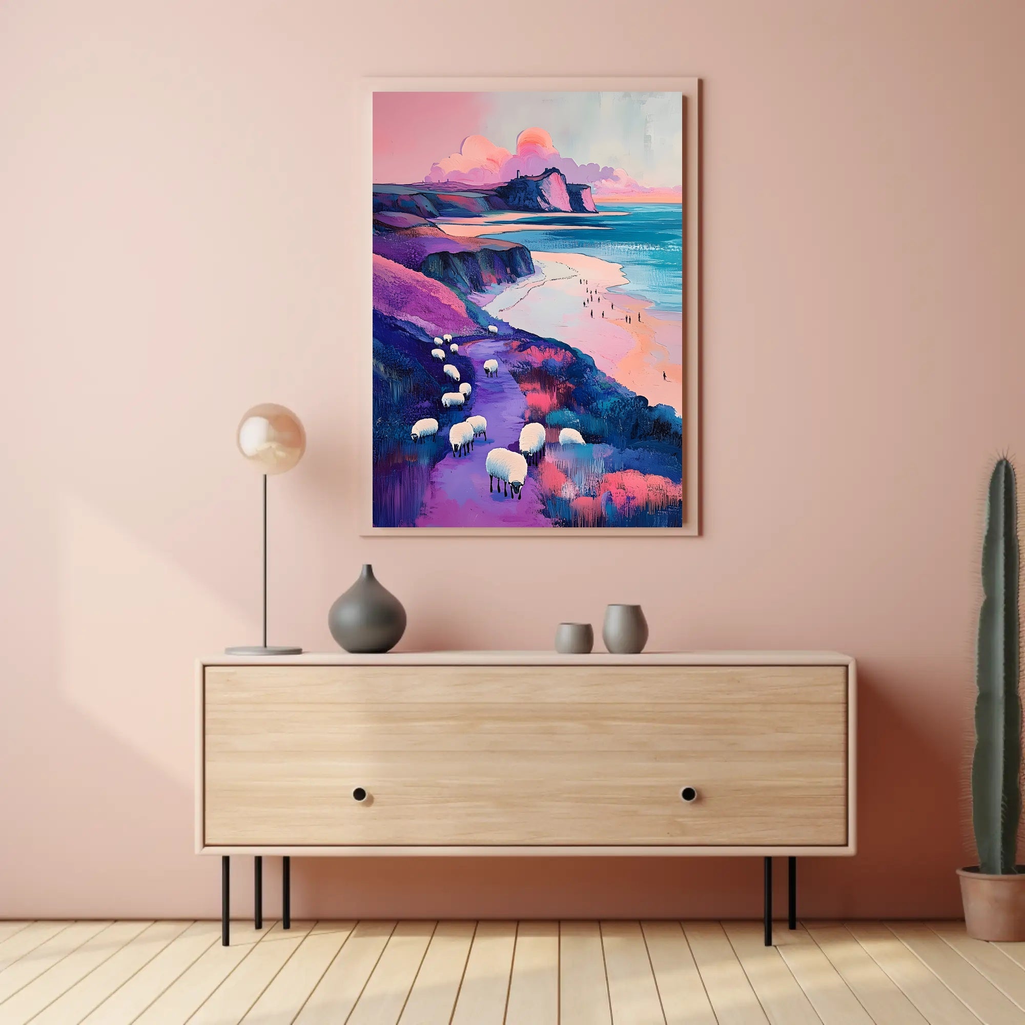 Pastel Coastline Poster Minimalist Coastal Wall Art