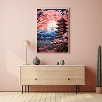 Japanese Pagoda and Sakura Harmony Cultural or Heritage Poster