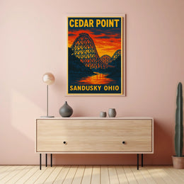 Cedar Point Adventure: Vintage Travel Poster