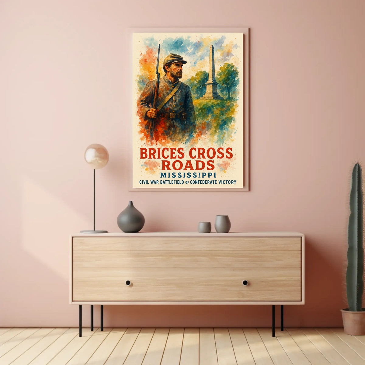 Battle of Brice's Crossroads Watercolor Poster Art