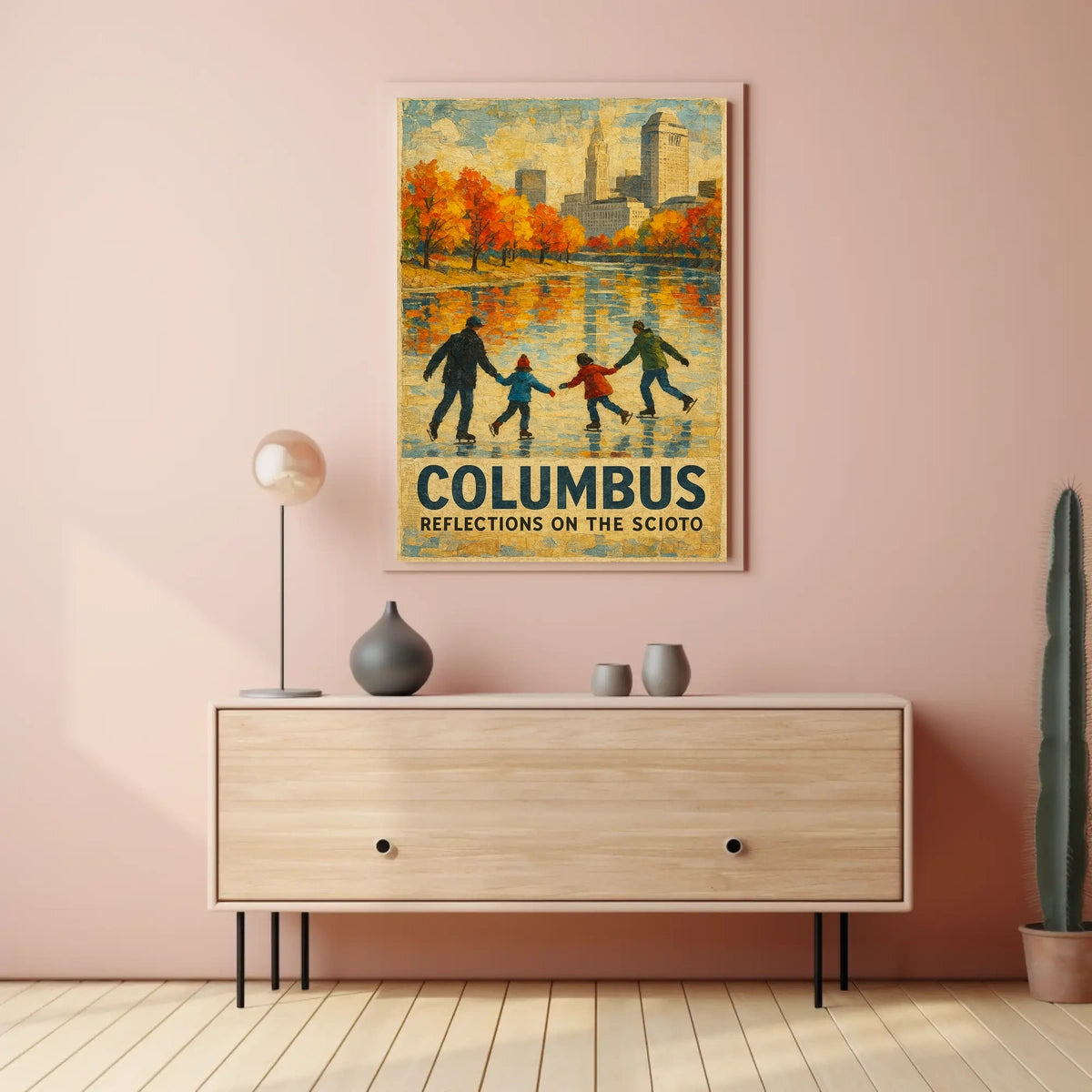 Columbus Reflections On The Scioto Poster