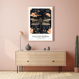 William Morris Exhibition: Intricate Dragonfly Arts and Crafts Poster