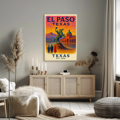 El Paso Texas Sunset Equestrian Monument Poster