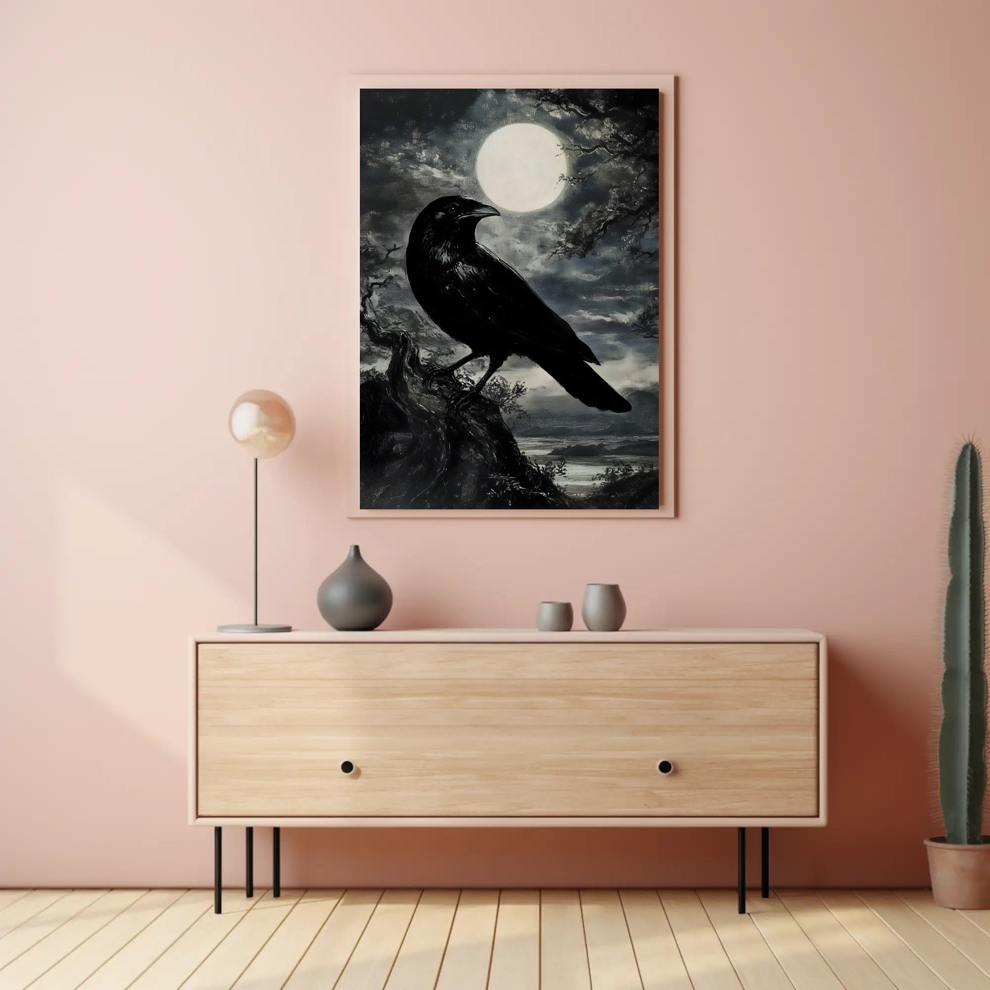 Mystical Crow in Moonlight Animal Poster PosterGoat