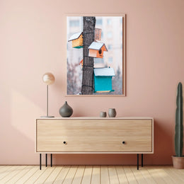 Winter Birdhouses Poster