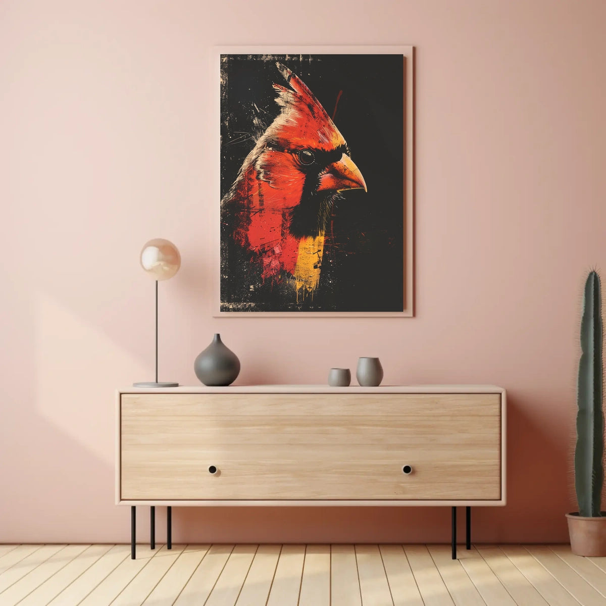 Cardinal Bird Abstract Art Poster: Bold & Vibrant