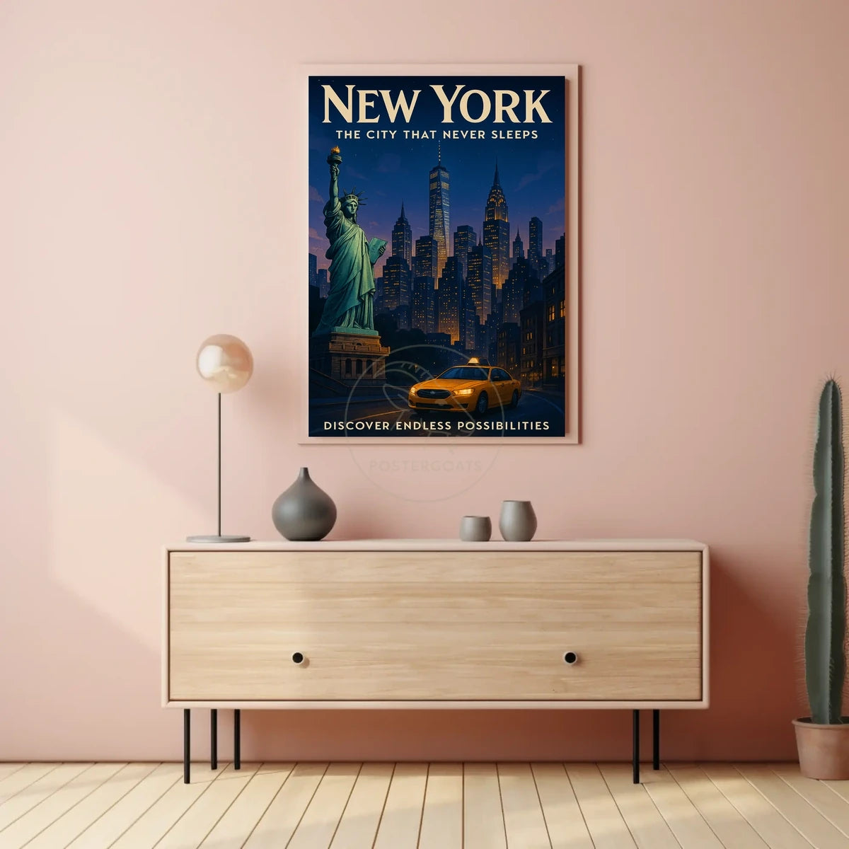 New York City Skyline with Statue of Liberty Urban Poster