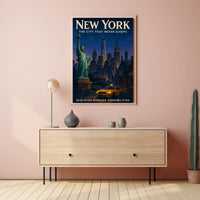 New York City Skyline with Statue of Liberty Urban Poster