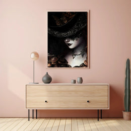 Mysterious Woman in Baroque Elegance Artistic Poster PosterGoat