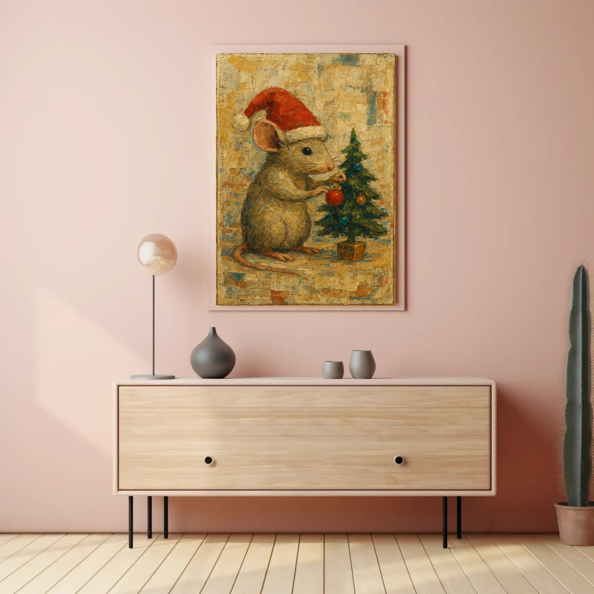 Festive Mouse And Christmas Tree Poster