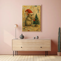 Festive Mouse And Christmas Tree Poster
