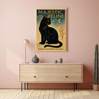 Elegant Black Cat Vintage Artistry Animal Poster
